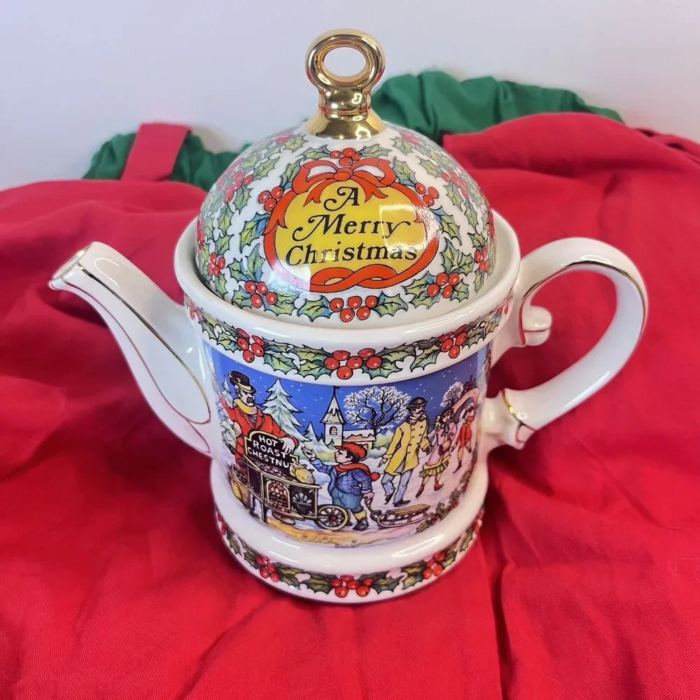 Vintage 1994 Sadler Christmas Holiday Teapot ENGLAND Good Condition